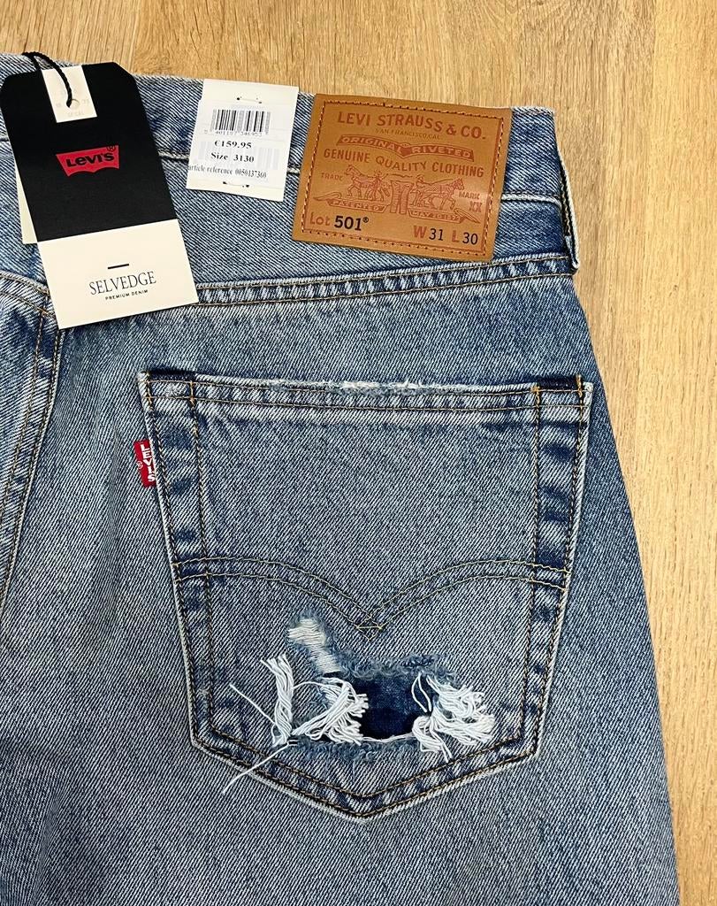 Levi’s 501 regular fit jeans selvedge blauw - Maat W31 L30, Kleding | Heren, Ophalen of Verzenden, Nieuw, Blauw, W32 (confectie 46) of kleiner