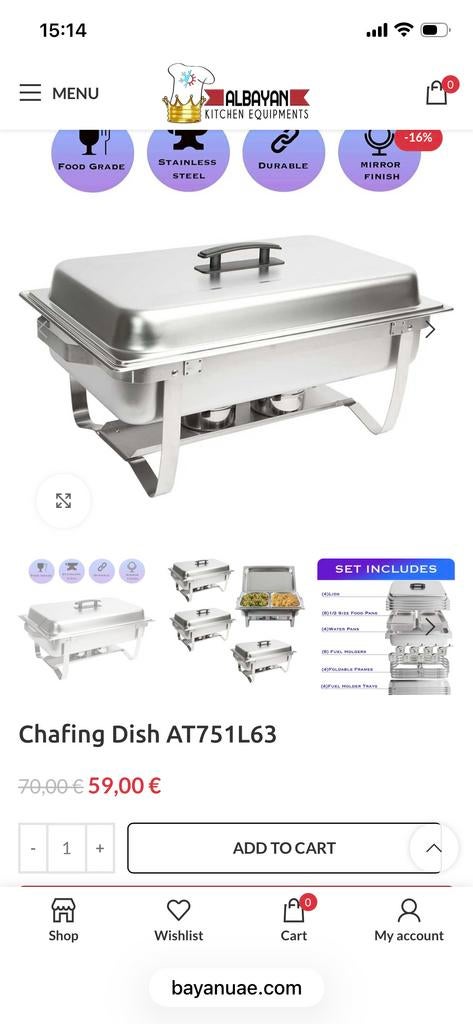 Chafing dish / Rechaud, Overige typen, Ophalen of Verzenden, Metaal, Nieuw