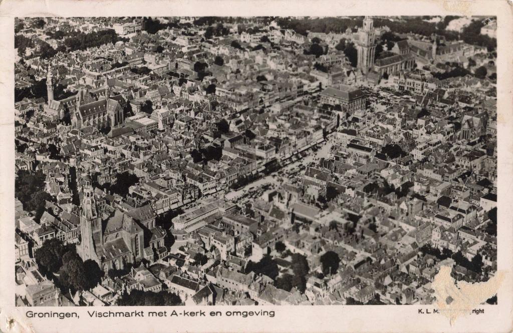 Groningen Vischmarkt KLM Luchtfoto B3186, Verzamelen, Ophalen, 1920 tot 1940, Gelopen, Groningen