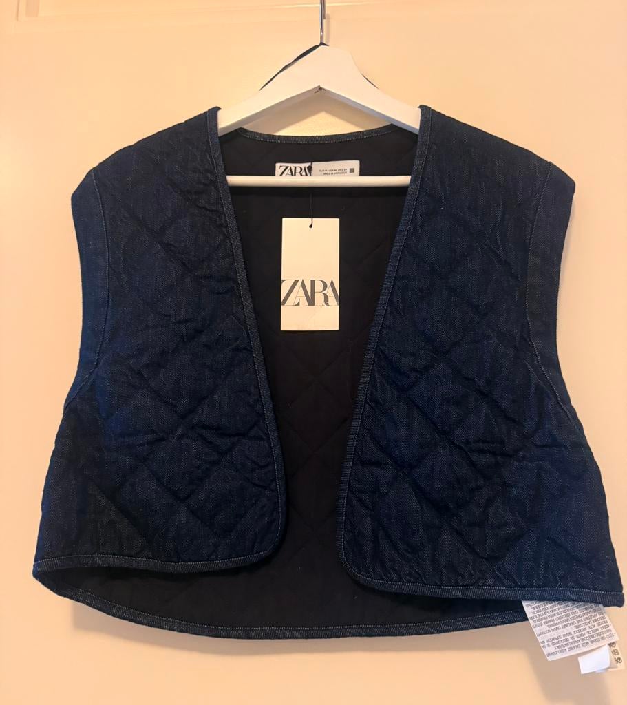 Denim Bodywarmer - ZARA (M), Kleding | Dames, Bodywarmers, Ophalen, Nieuw, Maat 38/40 (M), Blauw