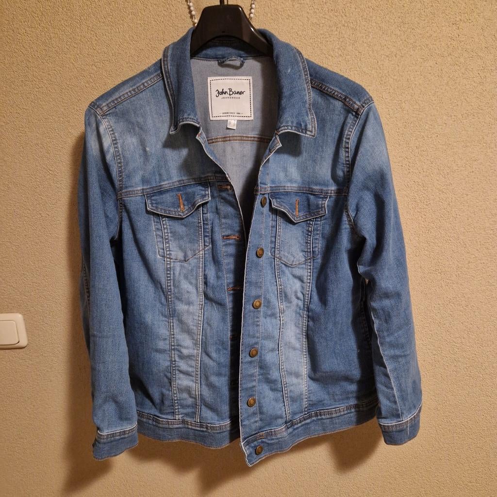 Spijkerjas stretch John Banner jeanswear mt 50, Kleding | Dames, Grote Maten, Ophalen of Verzenden, Zo goed als nieuw, Blauw, Jasje of Colbert