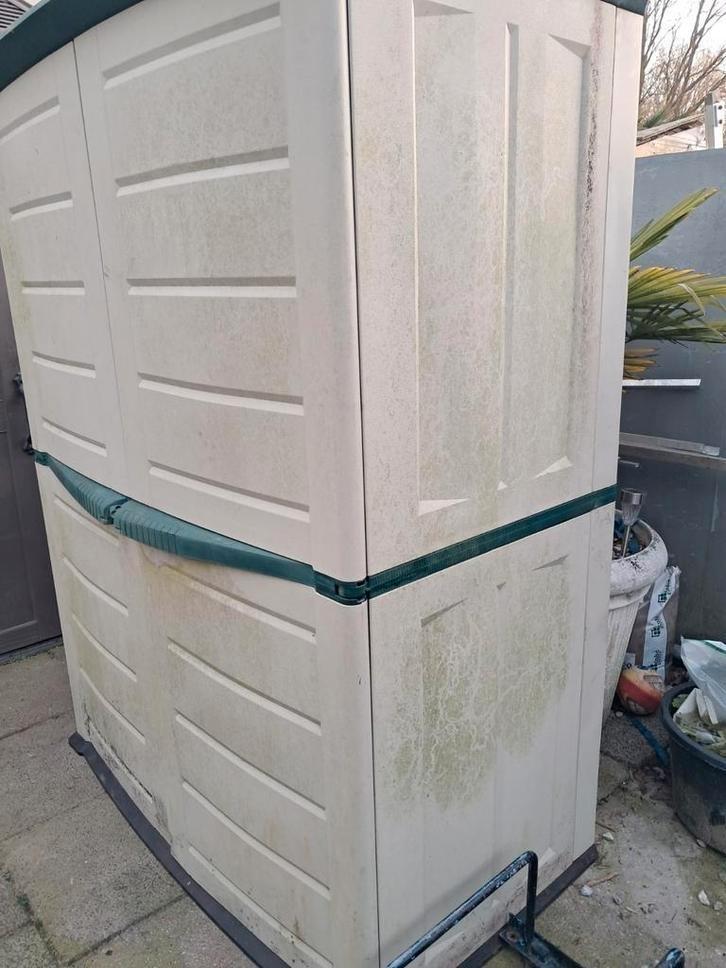 Kunststof tuinkast 1.43m breed, 80cm diep - Goede staat, Tuin en Terras, Bergingen en Tuinkasten, Gebruikt, Overige typen, Kunststof