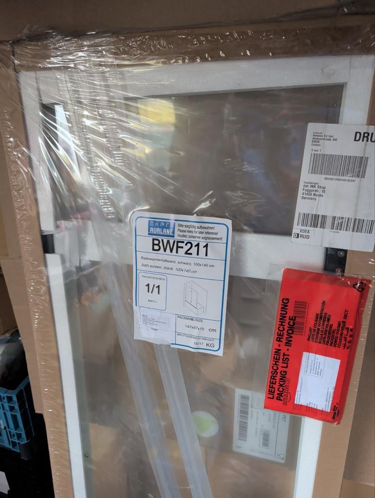 Badwand met zwart profiel, nieuw in verpakking, Ophalen, Nieuw, Zwart, Overige typen
