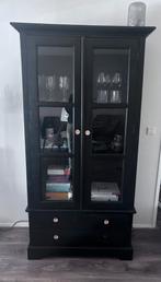 Vitrinekast - oud eiken (zwart geverfd), Huis en Inrichting, Ophalen, Zo goed als nieuw, 25 tot 50 cm, 50 tot 100 cm