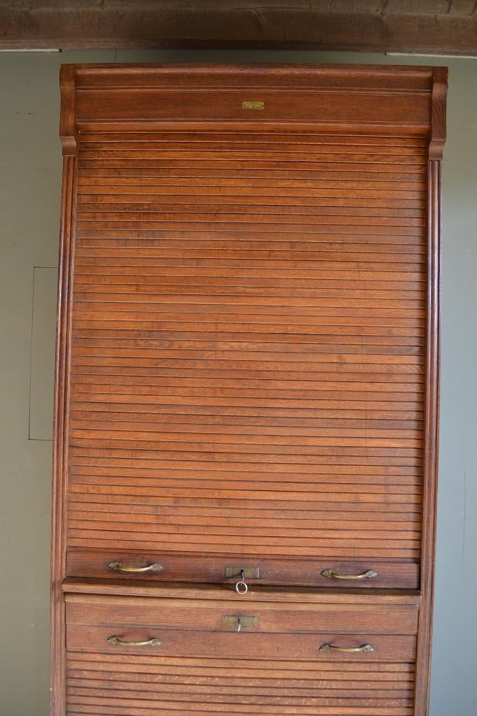 Prachtige antieke eiken houten archiefkast, rolluikkast., Antiek en Kunst, Antiek | Meubels | Kasten, Verzenden