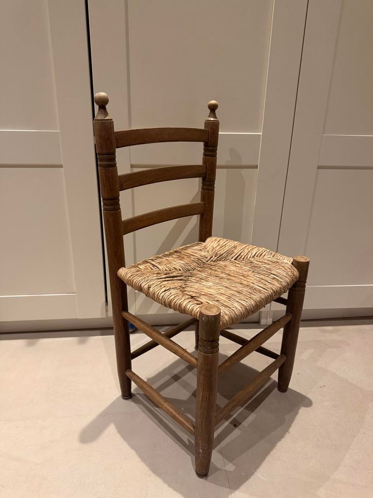 Vintage Kinderstoel van Riet en Hout, Kinderen en Baby's, Kinderstoelen, Ophalen, Gebruikt, Overige typen