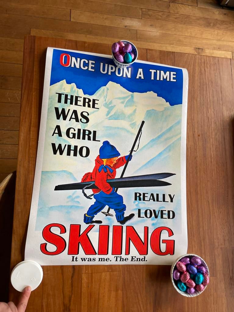 Leuke ski poster 'Once Upon a Time', Rechthoekig Staand, Ophalen of Verzenden, Zo goed als nieuw, Sport