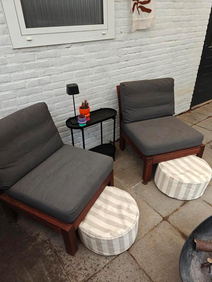 2x Houten Tuin Lounge Stoelen met Kussens - Ikea NÄMMARÖ, Tuin en Terras, Tuinstoelen, Gebruikt, Hout, Ophalen