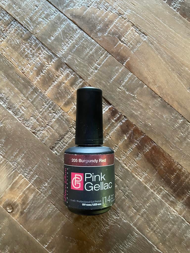 Pink Gellac 205 Burgundy Red, Ophalen of Verzenden, Zo goed als nieuw, Rood, Handen en Nagels