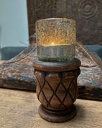 Houten ananas ornament kandelaar zonder glas, Ophalen of Verzenden