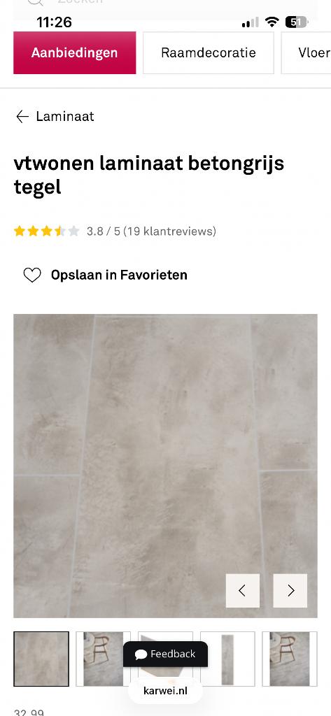 Laminaat beton look +- 60m2, Ophalen, 50 tot 150 cm, Zo goed als nieuw, 10 m² of meer