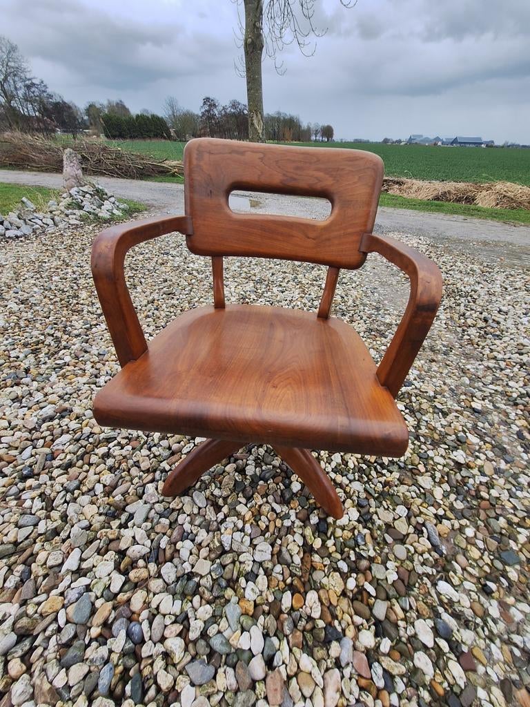 Houten draaistoel art deco jaren 30, Antiek en Kunst, Antiek | Meubels | Stoelen en Banken, Ophalen