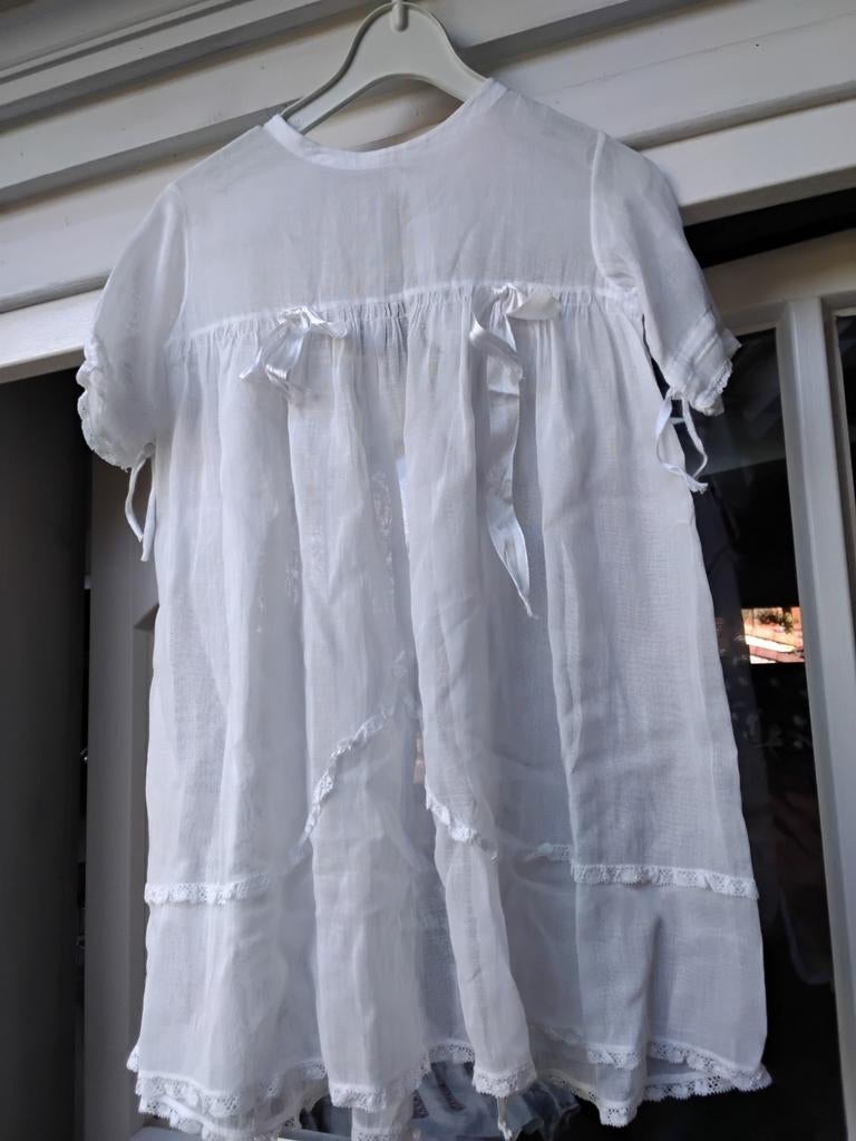 Brocante Wit Doopjurkje / Baby Jurkje met Lintjes, Ophalen of Verzenden, Gebruikt, Onbekend, Meisje