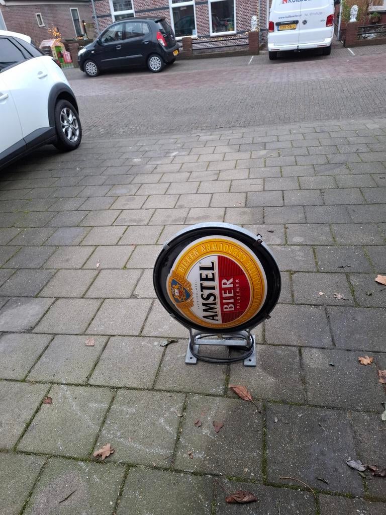 Amstel Bier Muurreclamebord met Verlichting, Ophalen, Gebruikt, Reclamebord, Plaat of Schild, Amstel