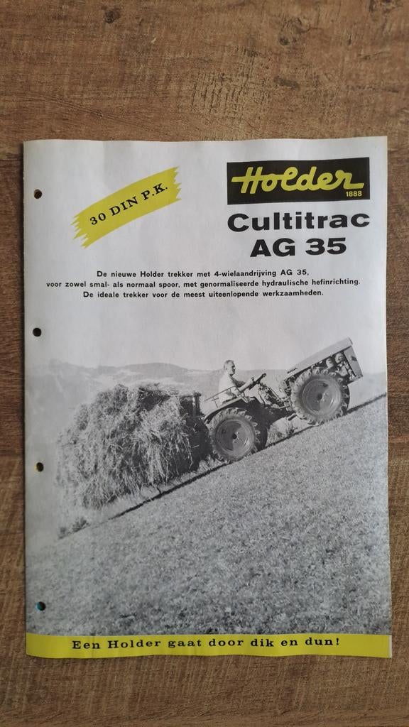 Oude folder HOLDER Cultitrac AG 35 kniktractor, trekker, Ophalen of Verzenden, Zo goed als nieuw, Folder