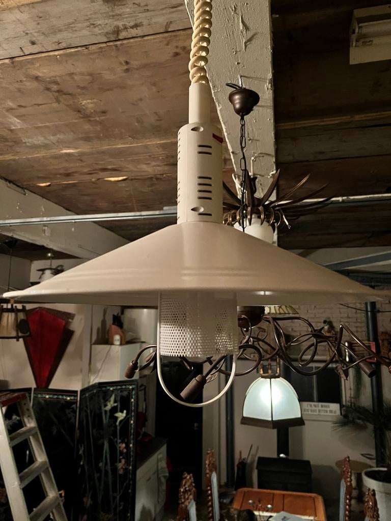 Vintage Retro verstelbare hanglamp treklamp, Huis en Inrichting, Zo goed als nieuw, Metaal, Minder dan 50 cm, Vintage retro design style mid century