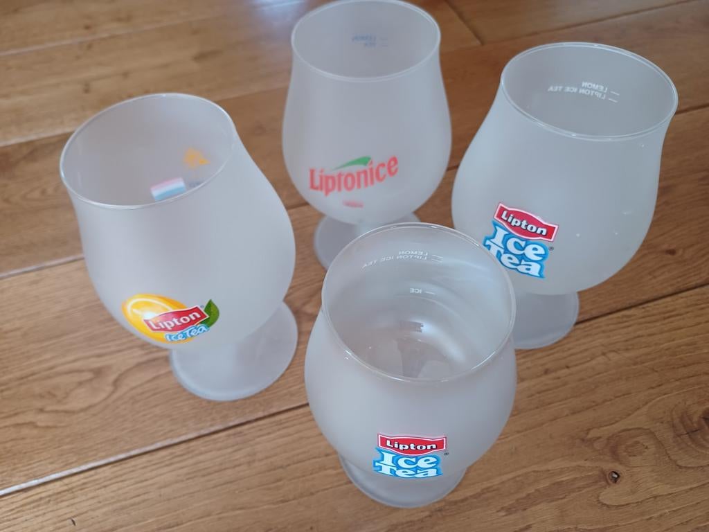 4 Ice tea glazen, Overige typen, Ophalen of Verzenden, Zo goed als nieuw, Glas