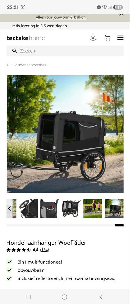 Woofrider honden fietskar loopkar, 20 tot 40 kg, Ophalen of Verzenden, Zo goed als nieuw, Hondenkar