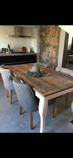 350 euro complete Rivièra maison eethoek tafel & stoelen., Ophalen, Gebruikt, 150 tot 200 cm, Landelijk
