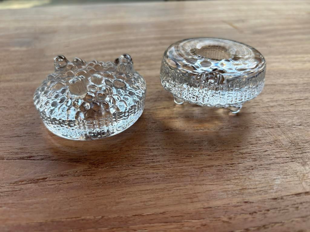 2 Vintage Glazen Kaarsenhouders Ittala Ultima Thule, Antiek en Kunst, Antiek | Kandelaars, Glas, Ophalen of Verzenden