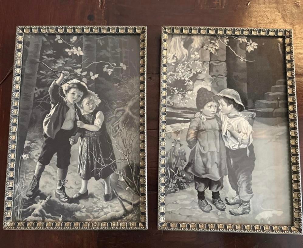 Antieke zilveren lijst met 19e-eeuwse kinderprent, Ophalen of Verzenden