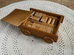 Vintage blokkendoos. Houten Blokken in Doos met Wielen, Kinderen en Baby's, Ophalen of Verzenden, Gebruikt, Overige merken