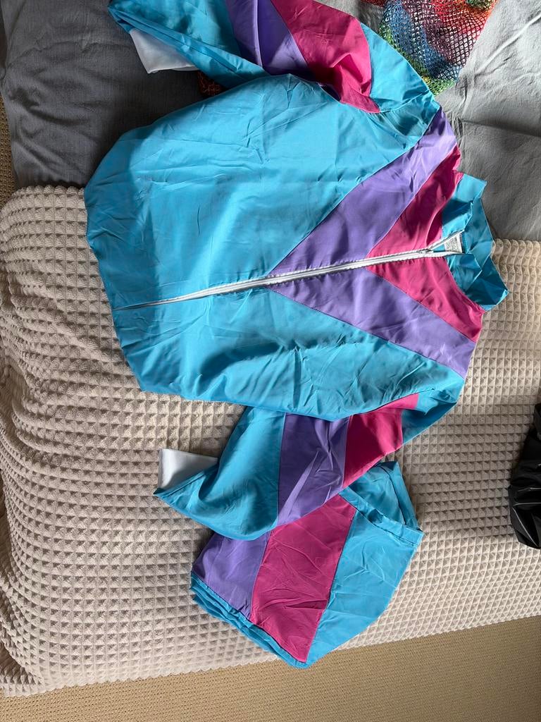 Vintage Windjack XXL - Kleurrijk Retro Design, Ophalen, Zo goed als nieuw, Maat 46/48 (XL) of groter, Blauw