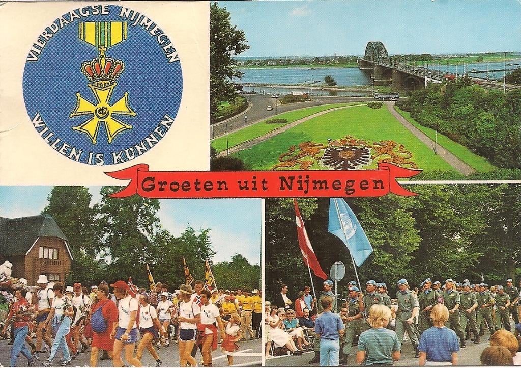 Groeten uit Nijmegen Vierdaagse., Verzamelen, Ophalen of Verzenden, 1960 tot 1980, Ongelopen, Gelderland