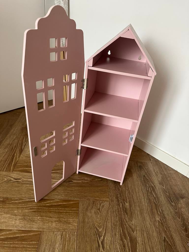 Hema Roze Poppenhuis Kastje - Houten Speelgoed, Kinderen en Baby's, Speelgoed | Poppenhuizen, Ophalen, Zo goed als nieuw, Poppenhuis