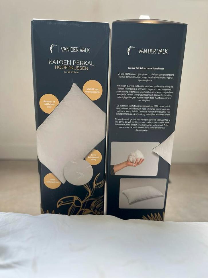 Van der Valk Katoen Perkal Hoofdkussen, Huis en Inrichting, Woonaccessoires | Kussens, Nieuw, Wit, Rechthoekig, Ophalen