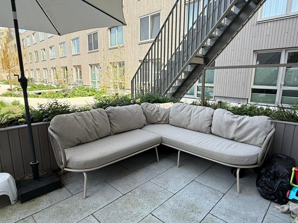 Loungebank hoekbank Fermo – zandkleur (Leen Bakker), Ophalen, Zo goed als nieuw