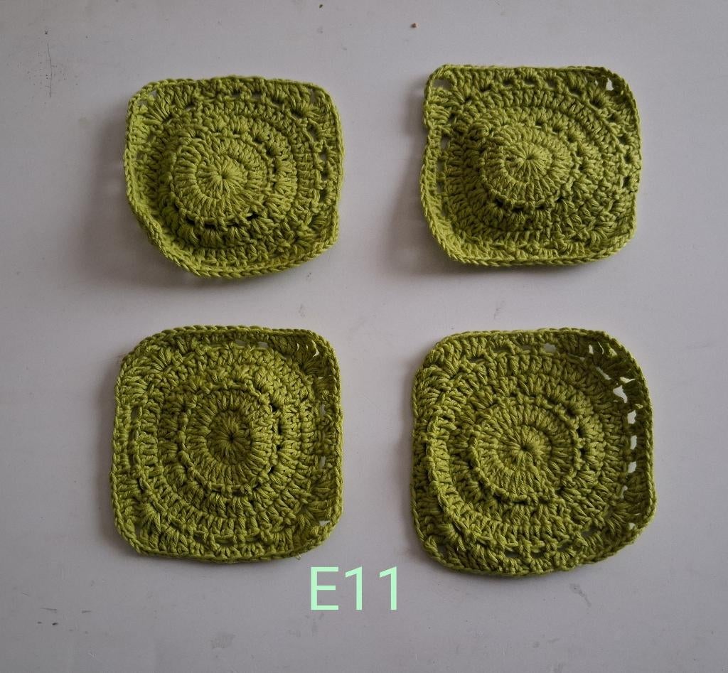 E11. 4 gehaakte onderzetters groen., Hobby en Vrije tijd, Breien en Haken, Ophalen of Verzenden, Nieuw, Haken, Overige typen