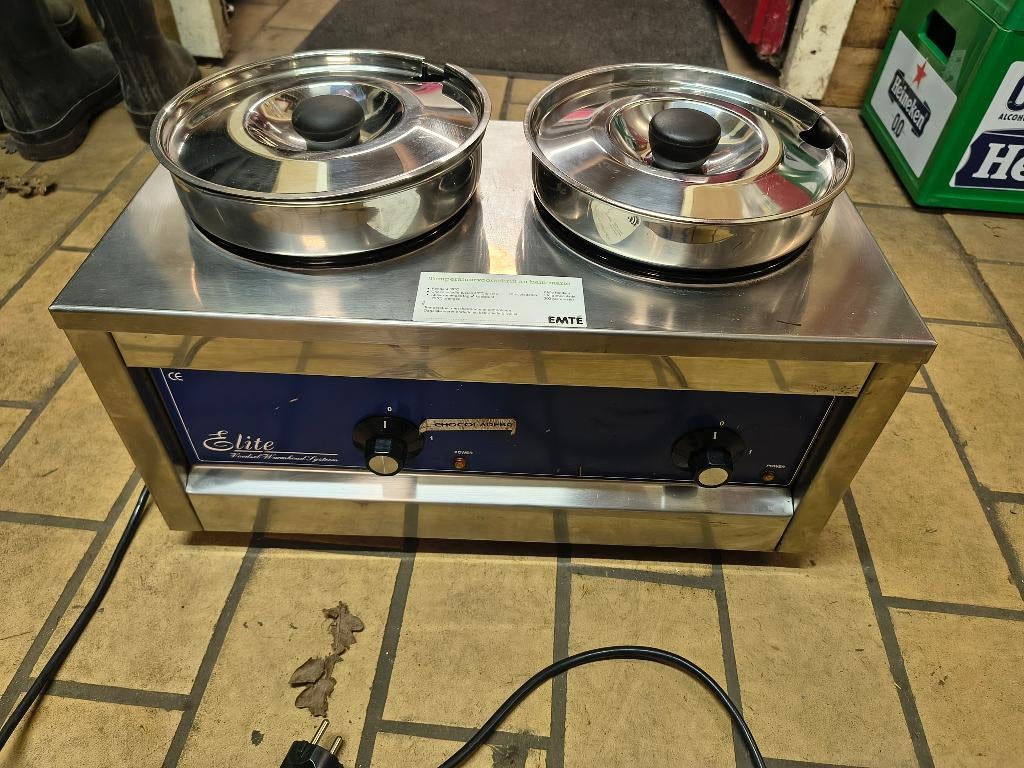 Au Bain Marie 2x 4ltr. thermosystem Elite Hendi RVS, Huis en Inrichting, Ophalen, Gebruikt