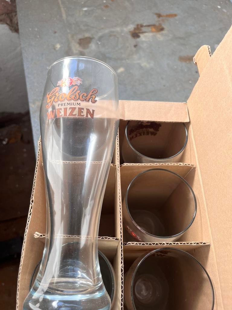 Oude grolsch weizen glazen 0,5, Ophalen of Verzenden, Zo goed als nieuw, Overige typen