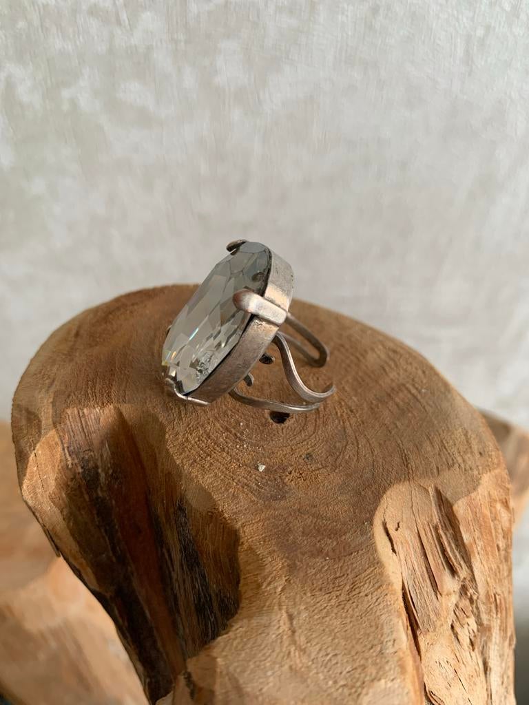 Oversized cocktailring met Bergkristal, Met kristal, Gebruikt, Ophalen of Verzenden, Dame