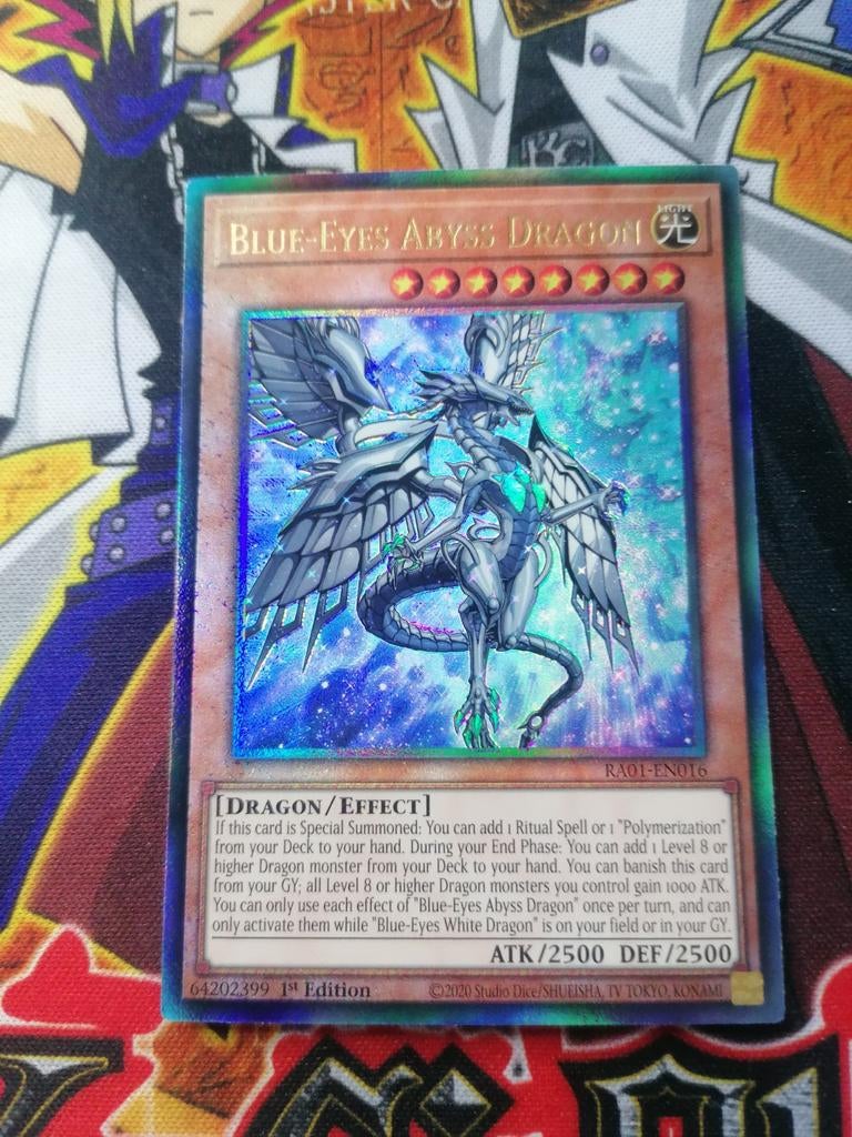 Blue-Eyes Abyss Dragon - Ultimate Rare RA01 - Yu-Gi-Oh, Hobby en Vrije tijd, Verzamelkaartspellen | Yu-gi-Oh!, Ophalen of Verzenden