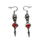 Haakoorbellen Dames RVS Lange Oorhaak Oorbellen Rode Kristal, Met kristal, Overige materialen, Hangers, Birgitta-Gracht 33, 6465 EL Kerkrade, Nederland