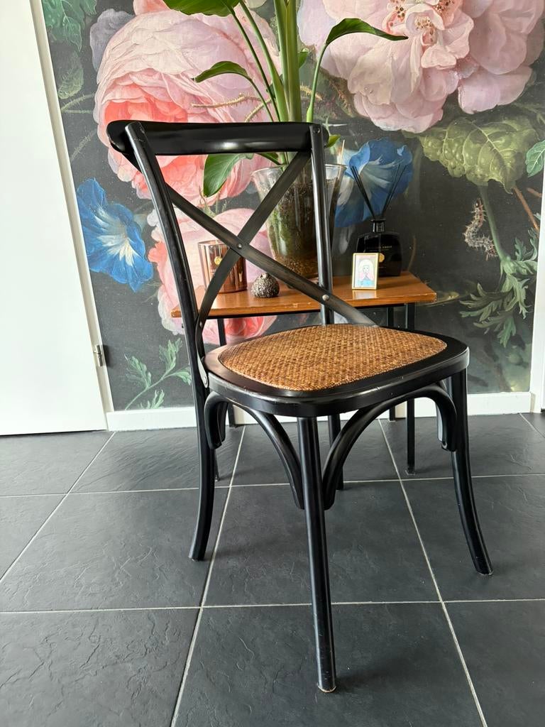 Bistro stoel 4 stuks, Zwart, Ophalen of Verzenden, Zo goed als nieuw, Vier