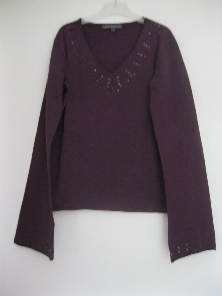 Cassis shirt aubergine bordeau paars met paletten 36/38 s, Nieuw, Lange mouw, Maat 36 (S), Rood