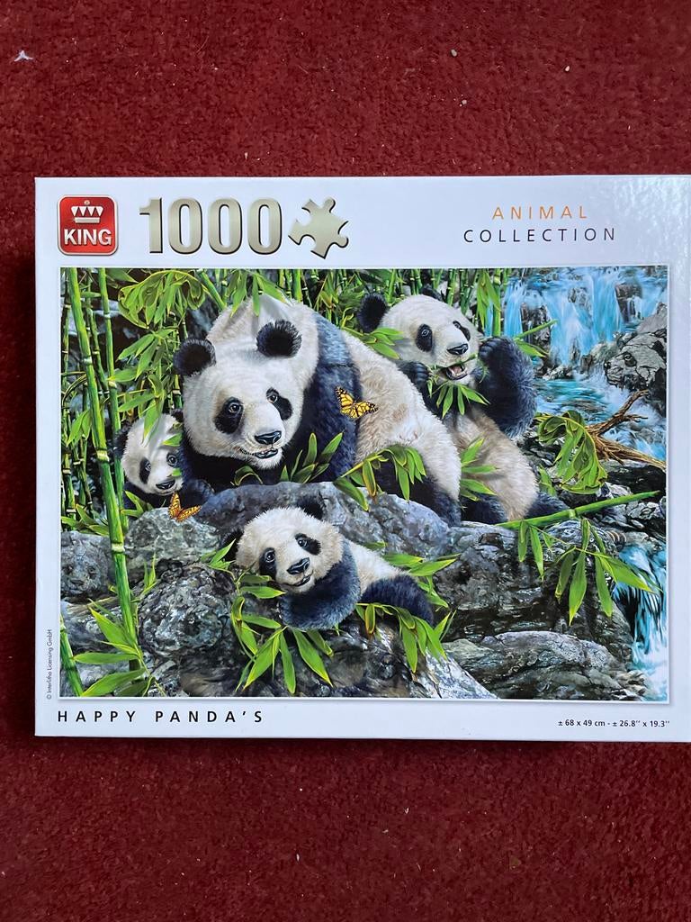 King Puzzel 1000 stukjes Happy Panda's Animal Collection, Hobby en Vrije tijd, Denksport en Puzzels, Ophalen of Verzenden, 500 t/m 1500 stukjes
