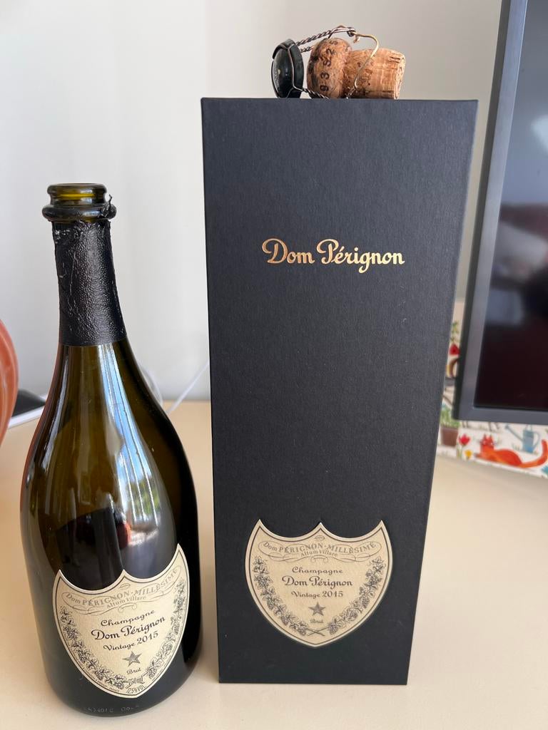 Lege Dom Pérignon fles met originele doos - Vintage 2015, Ophalen of Verzenden, Gebruikt, Frankrijk, Champagne