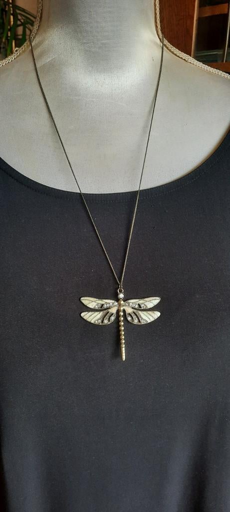 Vintage  ketting, libel,emaille cloisonné., Ophalen of Verzenden, Zo goed als nieuw, Overige materialen