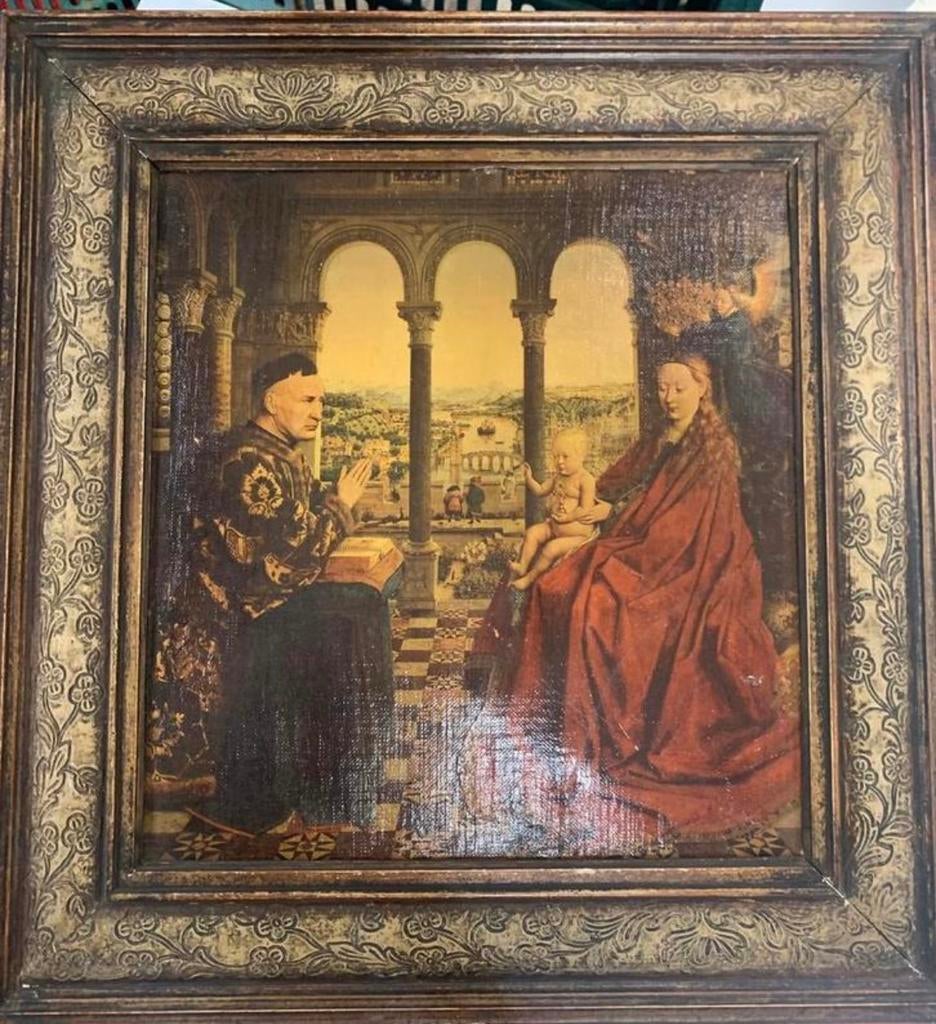 Schilderij Jan van Eyck De Maagd van kanselier Rolin", Antiek en Kunst, Kunst | Schilderijen | Klassiek, Ophalen of Verzenden