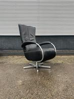 Zwarte leren relax fauteuil / relax stoel maat L, Ophalen, Minder dan 75 cm, Zo goed als nieuw, Nvt