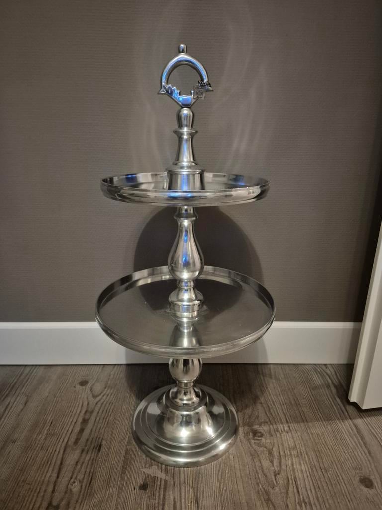 Riviera Maison Vienna  Etagère - Zilverkleurig, 2 Laags, Huis en Inrichting, Woonaccessoires | Etagères, Ophalen of Verzenden