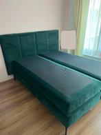 Kårlsson Queensize Boxspring - Velours Flessengroen, Ophalen, 210 cm, Tweepersoons, Zo goed als nieuw