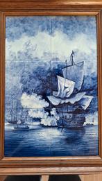 Handgeschilderd tegeltableau met schepen, Ophalen of Verzenden