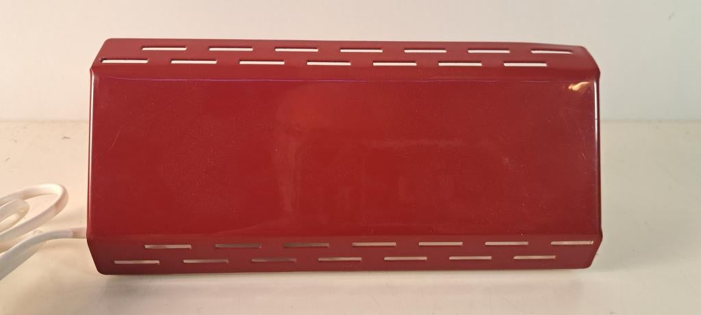 Vintage bedlampje rood/wit metaal, Antiek en Kunst, Ophalen of Verzenden