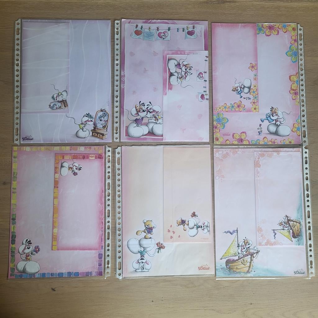 Inhoud #2 Diddlmap: 41x A4 vellen en briefpapier met envelop, Verzamelen, Ophalen of Verzenden, Verschillende figuren, Zo goed als nieuw