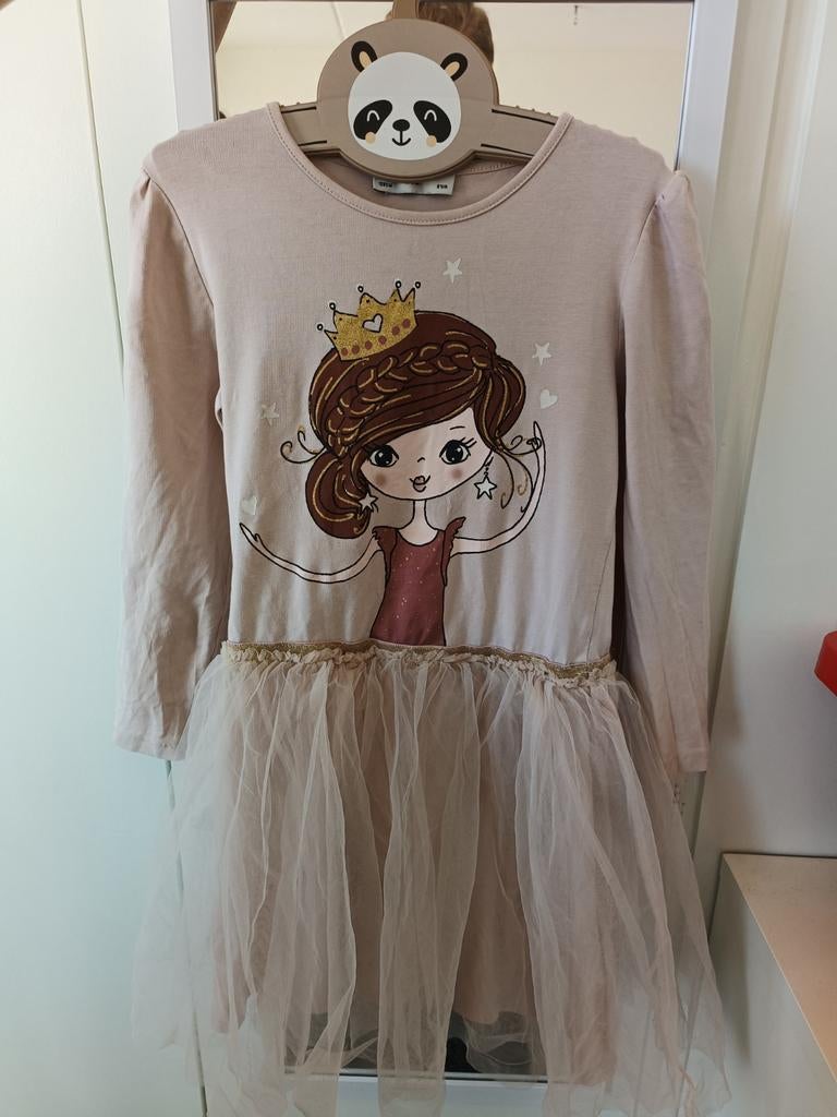 Jurkje met prinses opdruk en tule rokje - Maat 128, Kinderen en Baby's, Ophalen, C&A, Meisje, Zo goed als nieuw